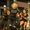 Madonna teaches a dance workout class at the opening of Hard Candy Fitness in Berlin