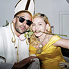Madonna and French artist JR pose at the Purim ceebration party
