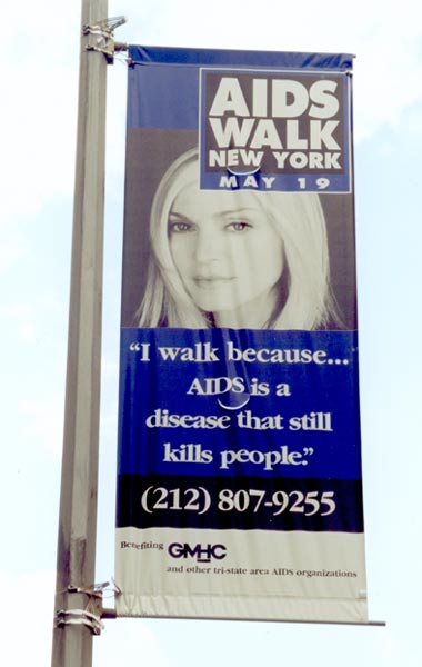 Madonna on one of the banners during the Aidswalk in NY