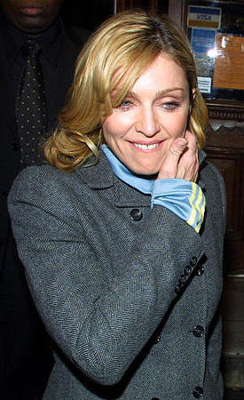 Madonna leaving the theatre after the first preview of Up For Grabs