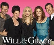 Madonna and her co-stars of Will & Grace