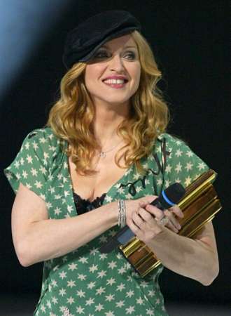 Madonna during her acceptance speech in Cannes