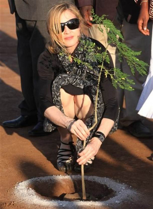 Madonna plants a tree in Malawi