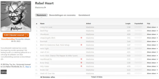 Rebel Heart Standard tracklist