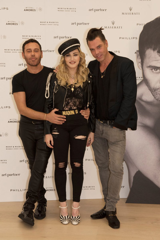 Madonna with Mert & Marcus at their exhibition in London