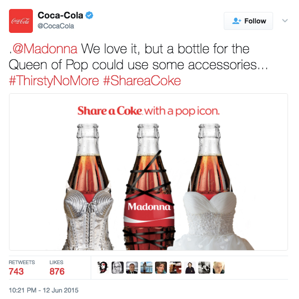 Coca-Cola responds to Madonna on Twitter