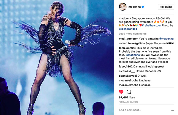 Madonna used several photos by Josh on her Instagram