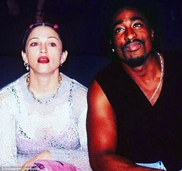 When a lawyer pressed further about the visitation, Madonna said: 'It's not relevant to this letter.' The 59-year-old uploaded this picture in June, writing: 'Happy Birthday Tupac! Not sure what my dumb a** facial expression is all about. Maybe we were at the circus'