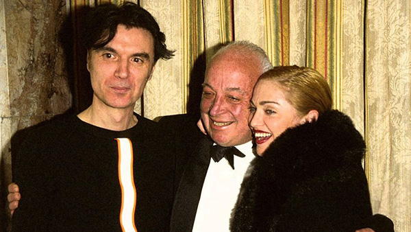 Seymour Stein (center) with Madonna and David Byrne