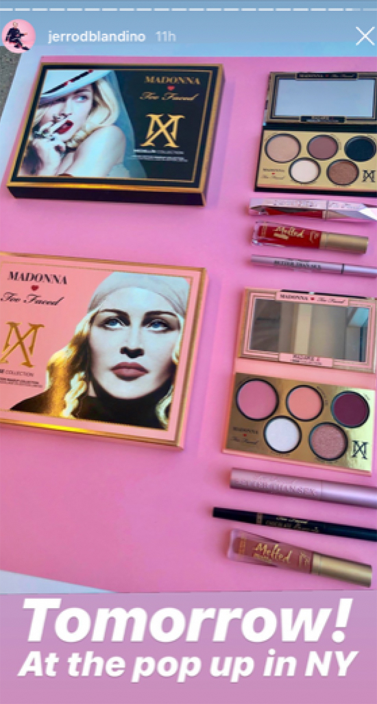 Jerrod Blandino previewed the Madame X Too Faced make-up kits on Instagram