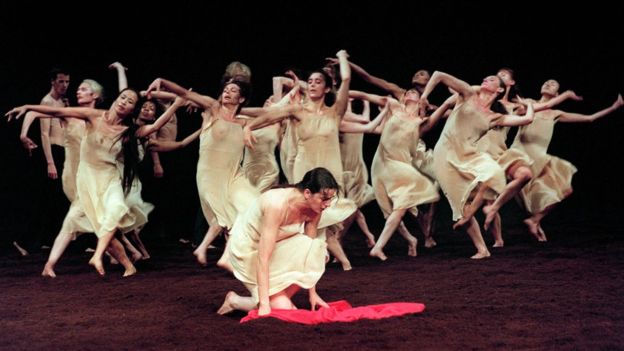 The influence of Pina Bausch's The Rite of Spring can be seen in the choreography of Madonna's show