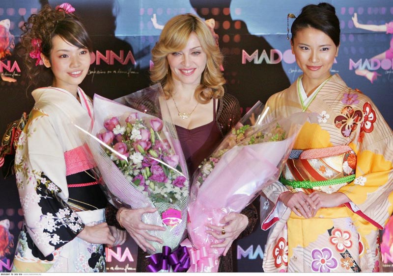 Madonna at a press conference in Tokyo