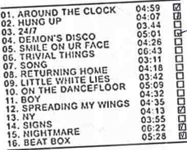 Scan from demo tracklisting