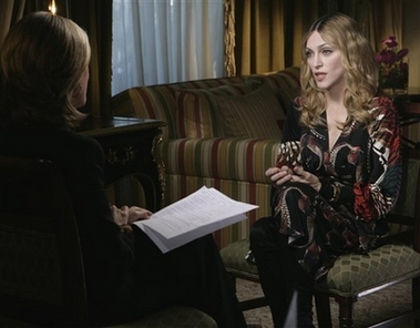 Madonna being interviewed by NBC's Meredith Vieira