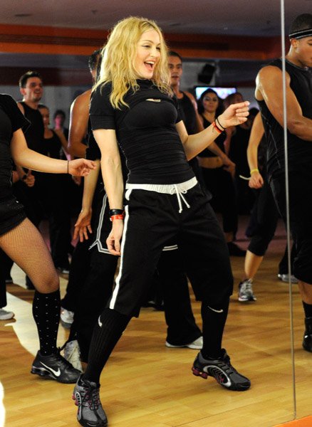 Madonna giving gym class in the Hard Candy Fitness Center in Mexico