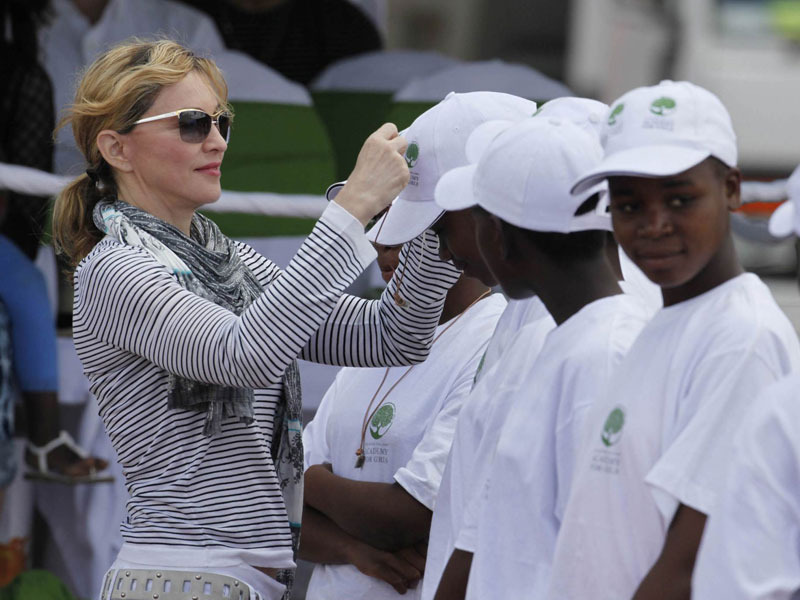 Madonna and school kids in Malawi