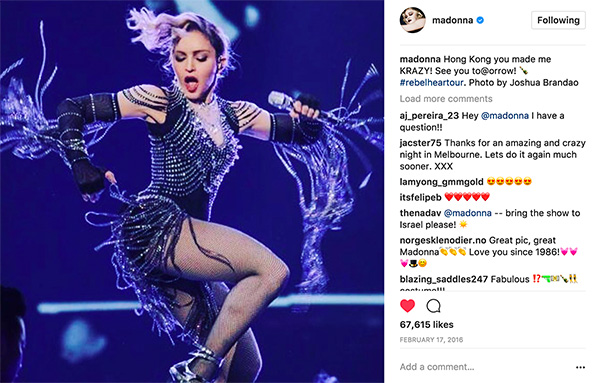 The cover photo was also used by Madonna on her Instagram