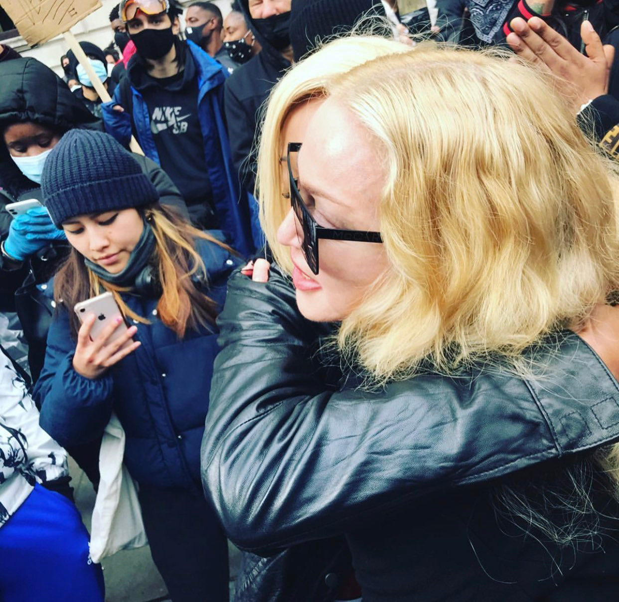 Madonna joined the Black Lives Matter protest in London, together with son David and daughter Mercy James.