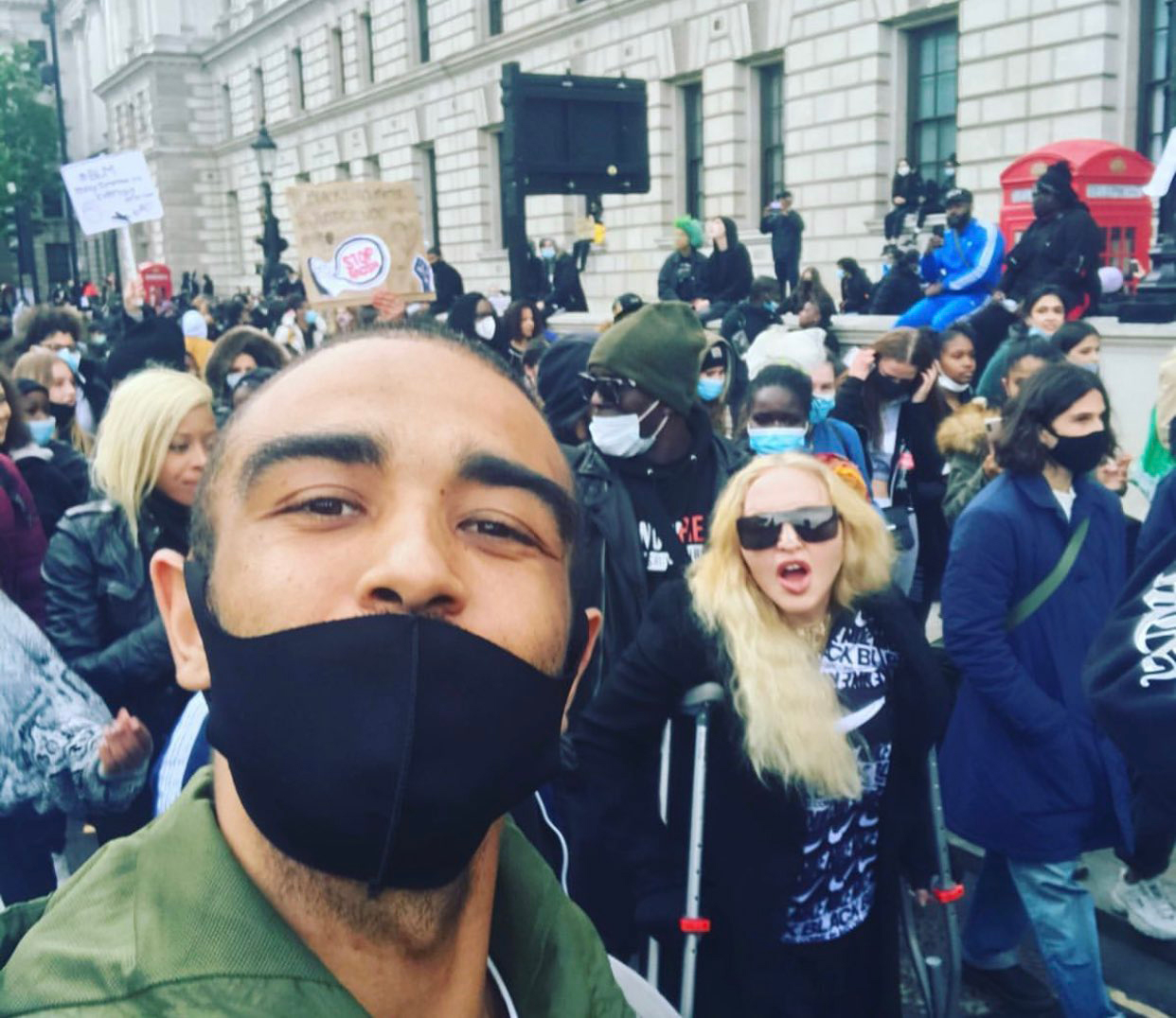 Madonna joined the Black Lives Matter protest in London, together with son David and daughter Mercy James.