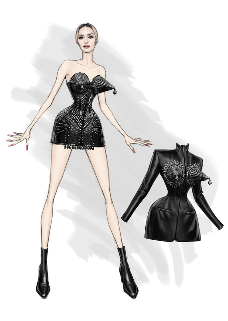 A sketch by Jean Paul Gaultier. Photo: Courtesy of the Madonna Celebration Tour