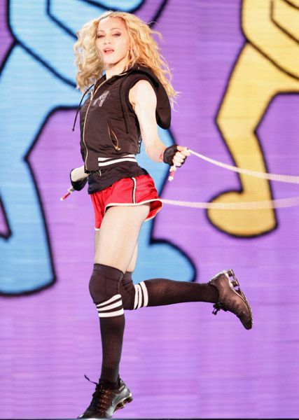 Madonna skipping rope on the Sticky & Sweet Tour